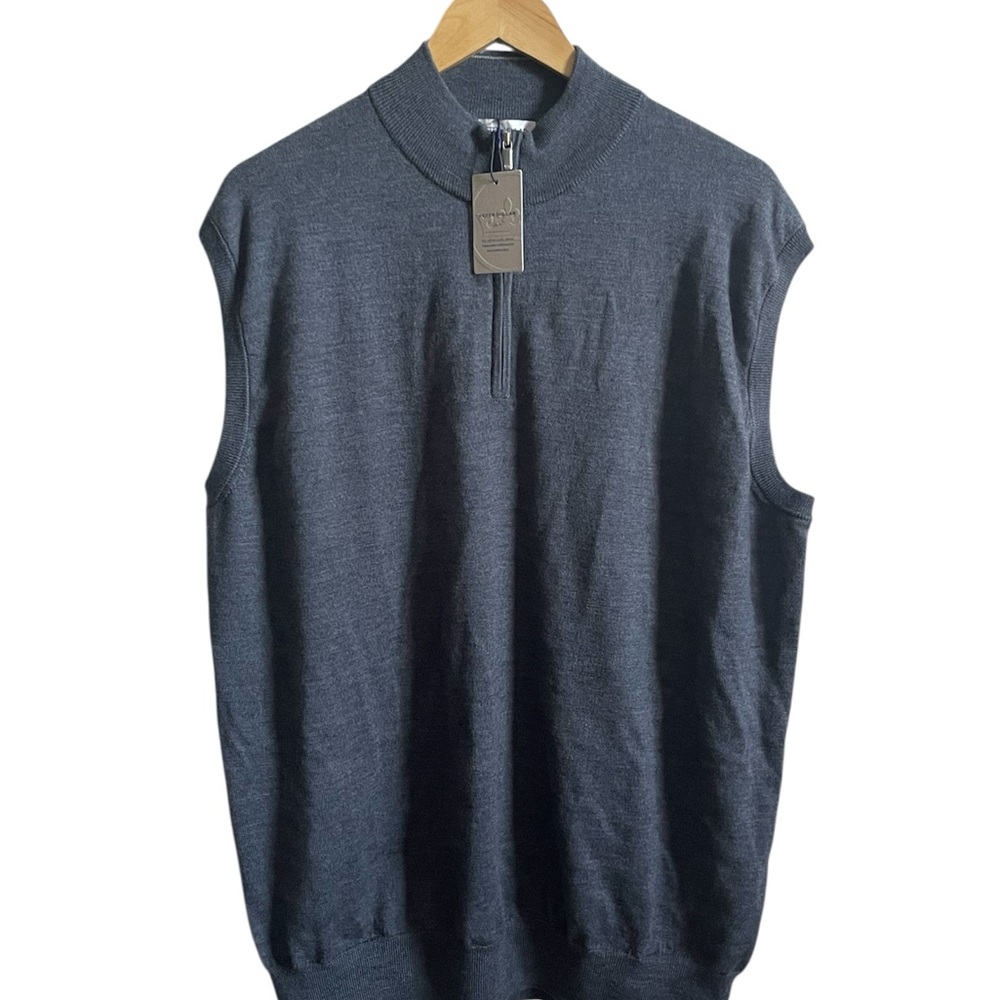 NEW Peter Millar Crown Merino Wool Blend  1/4 Zip Vest Mens XL Gray Autumn Crest